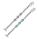 AB-6145-BT Sterling Silver Bracelet With Blue Topaz Q. Jewelry Bali Designs Inc